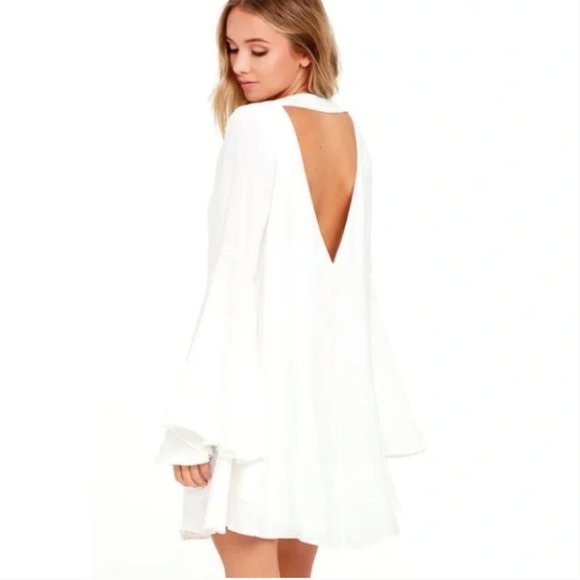 Lulus Women’s Something Magical White Long Sleeve Shift Dress - Picture 3 of 5